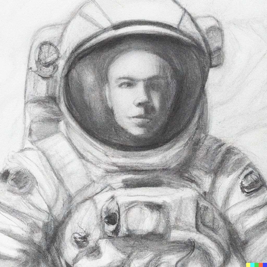 an astronaut, detailed pencil sketch